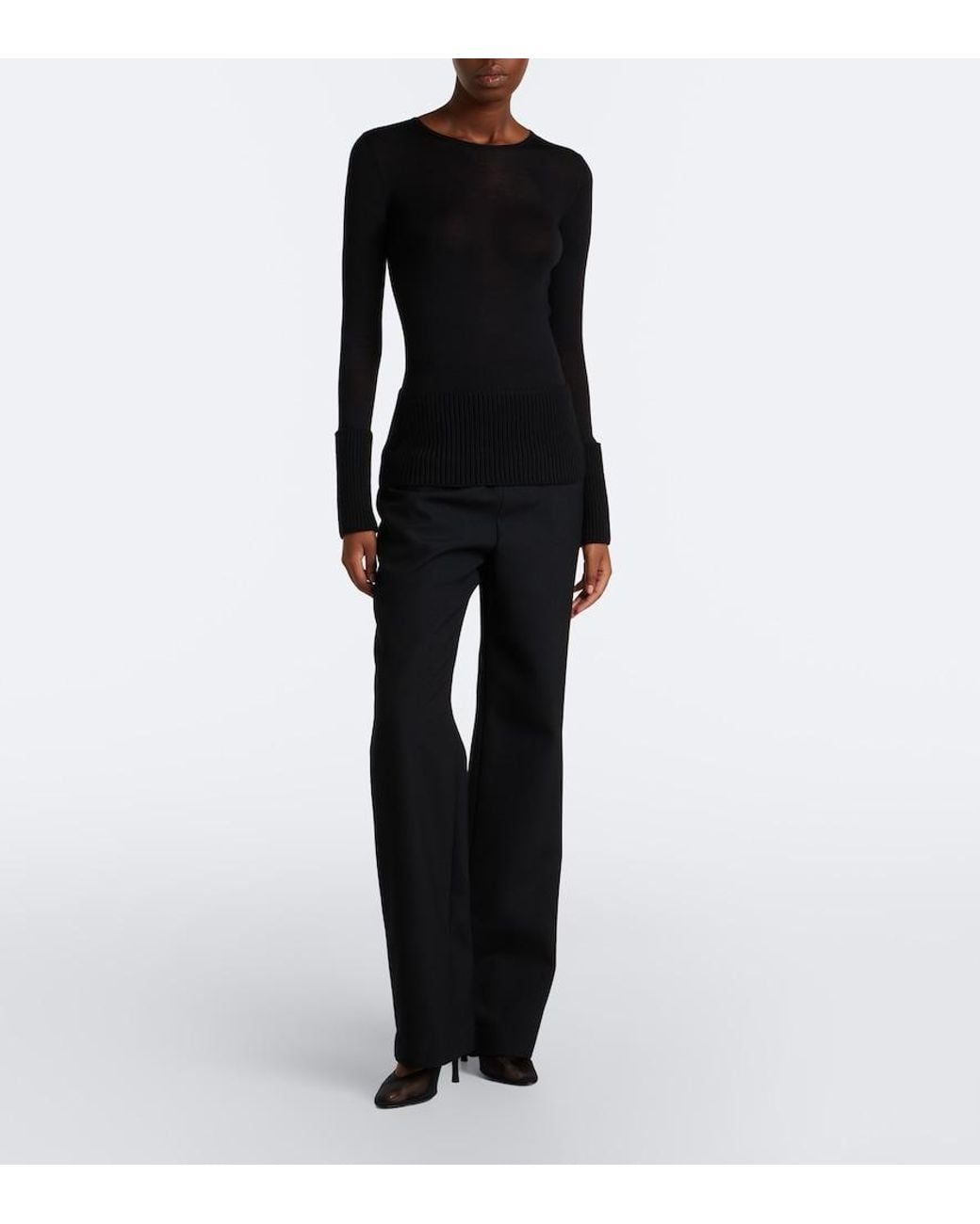 Alaïa Black Wool Straight Pants