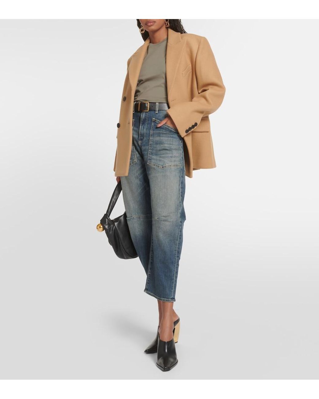 Nili Lotan Blue Shon High-Rise Barrel-Leg Jeans