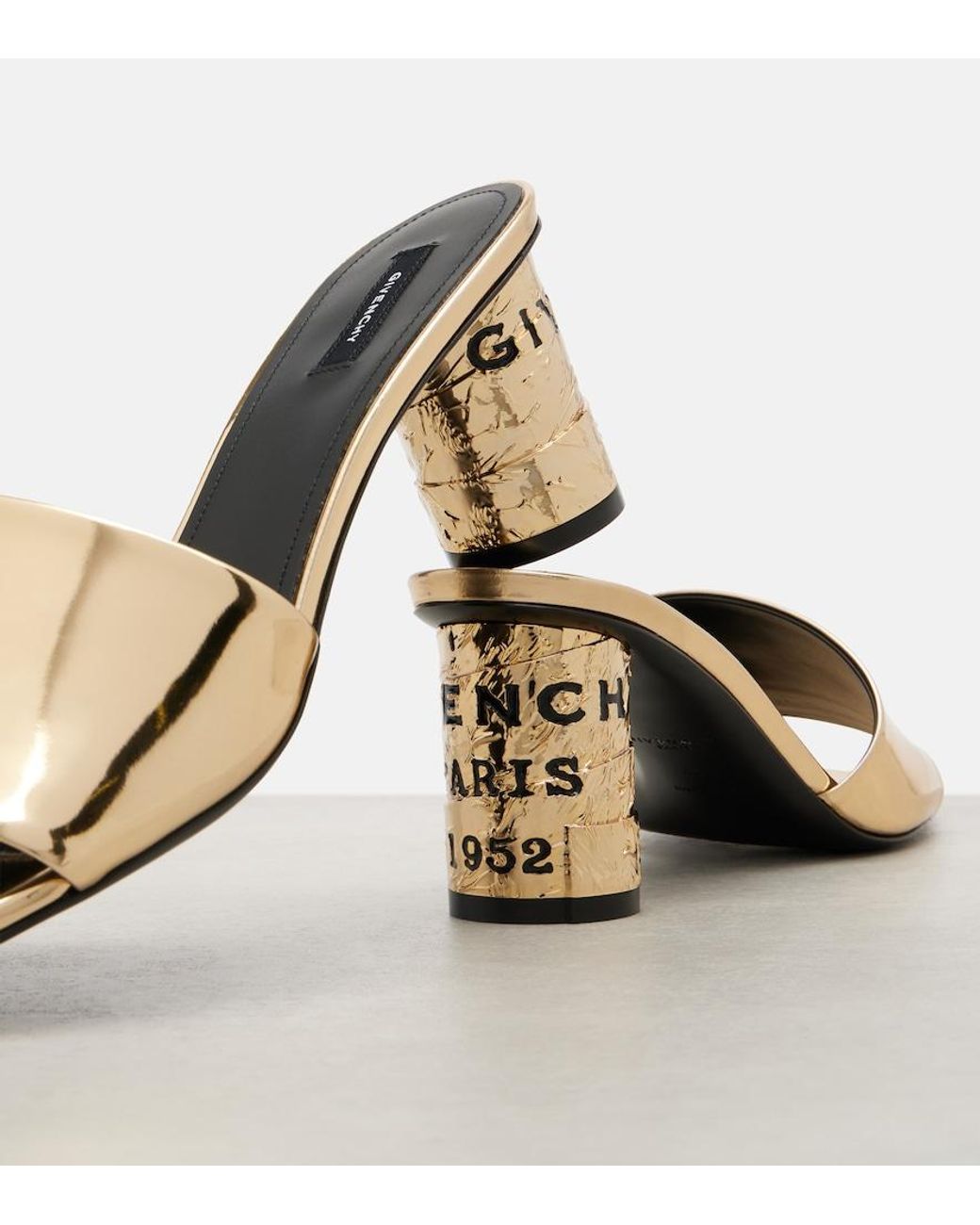 Givenchy Black Tape 65 Mirrored Leather Mules