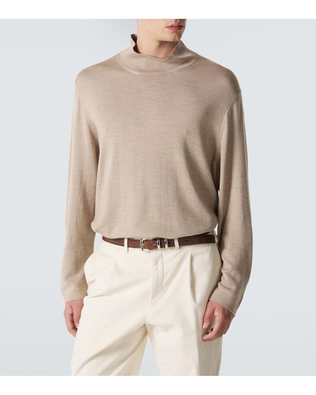 STÒFFA Natural Wool And Silk Turtleneck Sweater for men