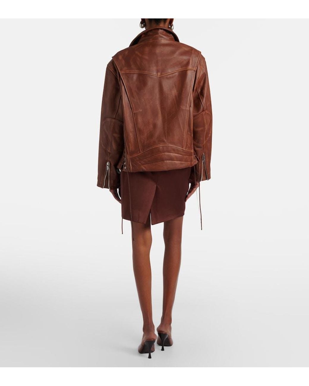 JACQUES WEI Brown Satin Pencil Skirt