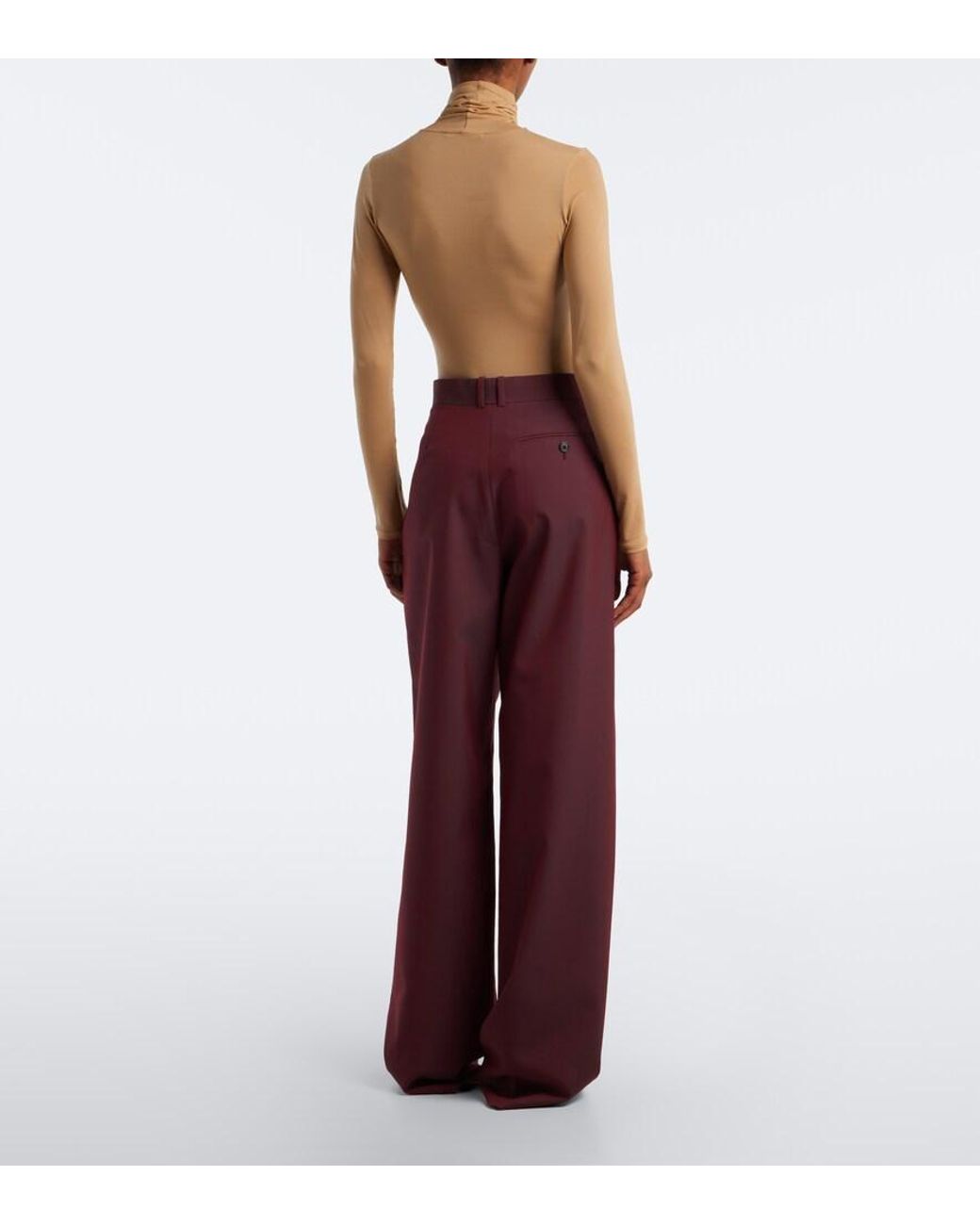 The Row Red Lowe Pleated Virgin Wool Straight Pants