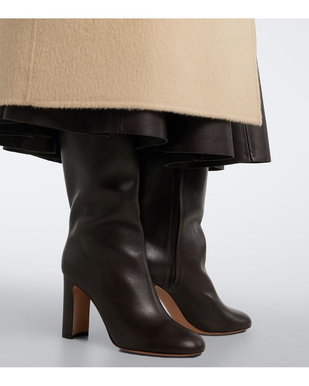 Ferragamo Black Leather Knee-High Boots