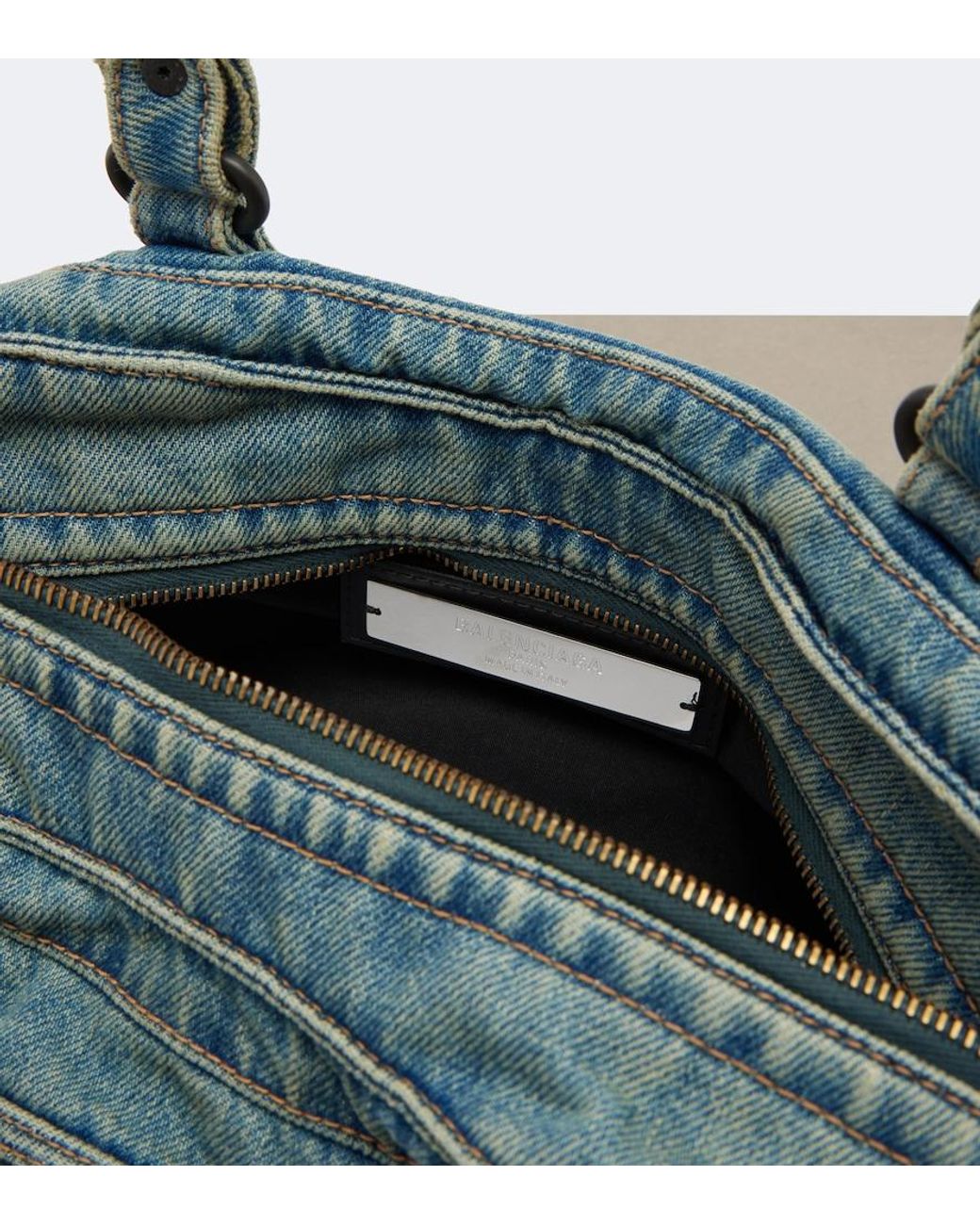 Balenciaga Blue Le City East-West Denim Shoulder Bag