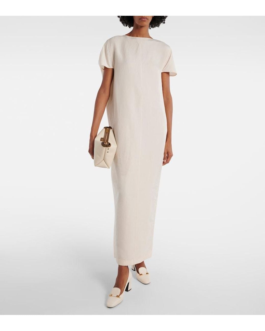 Khaite White Webster Silk And Cotton Organza Maxi Dress