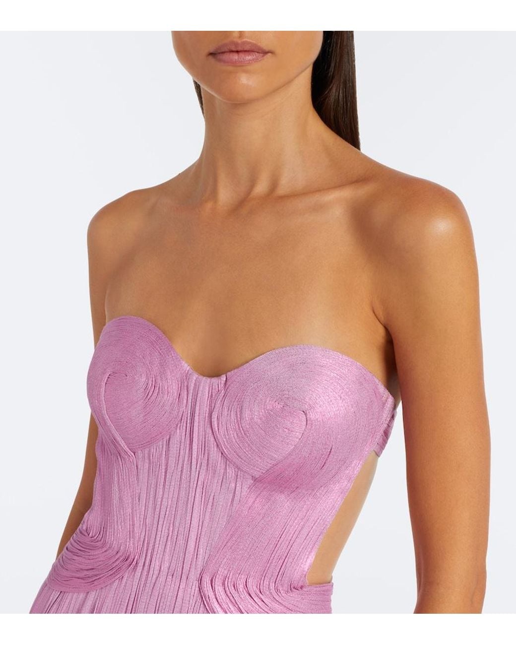 Maria Lucia Hohan Purple Kamina Metallic Silk Corset Gown