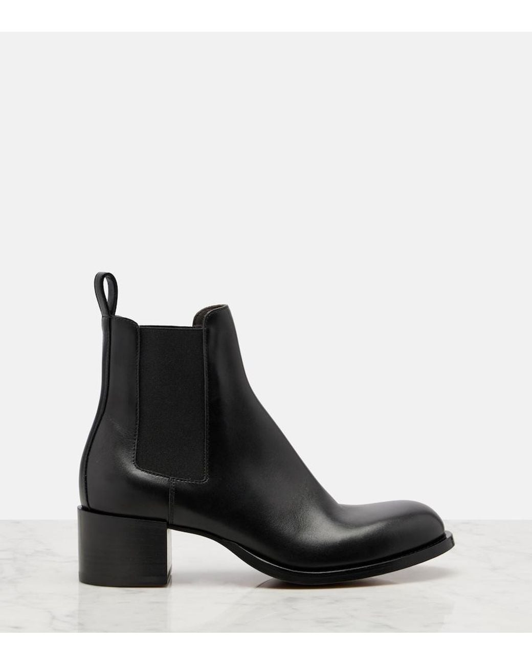 The Row Black Nobilis Chelsea Leather Ankle Boots