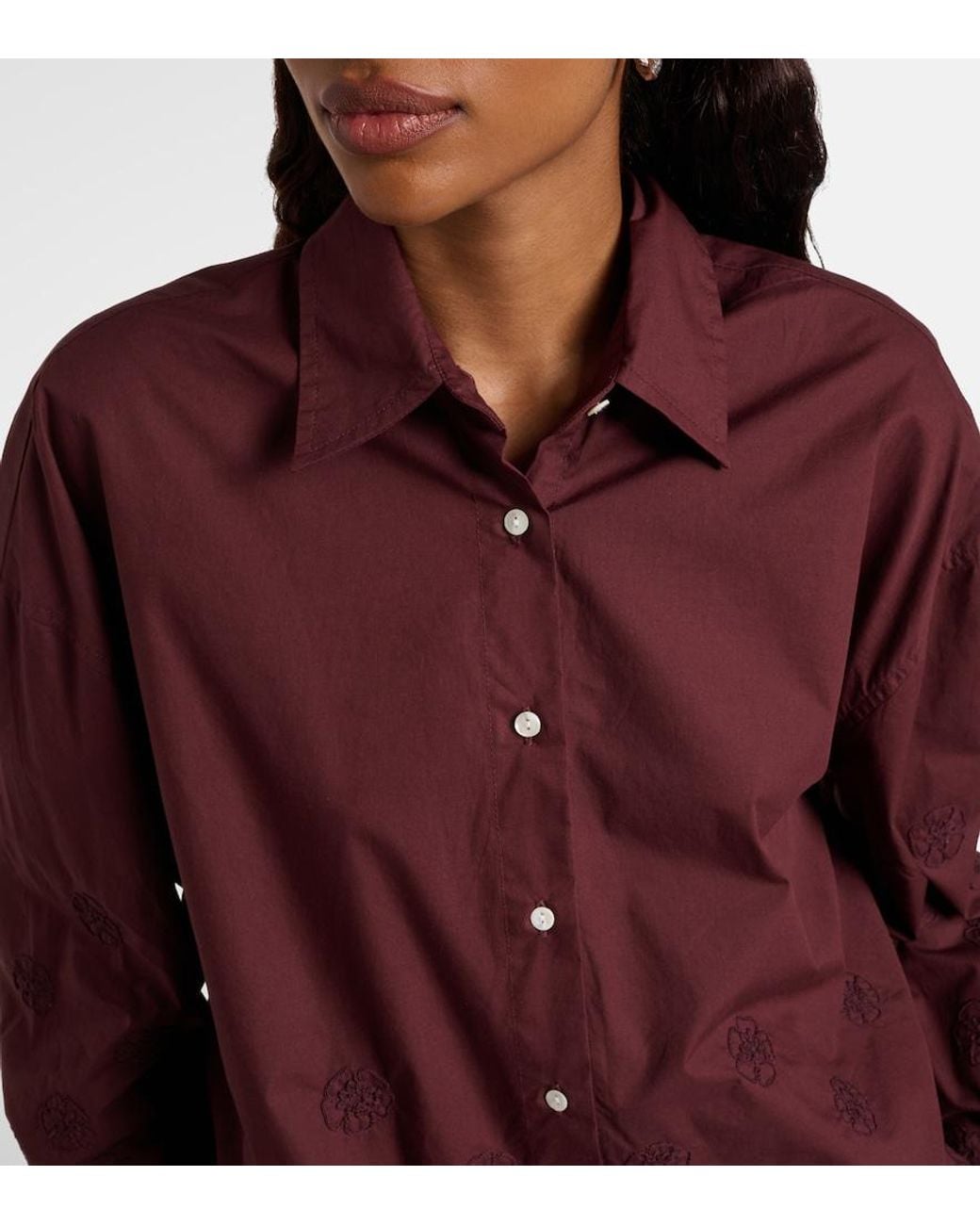 Juliet Dunn Purple Embroidered Cotton Shirt