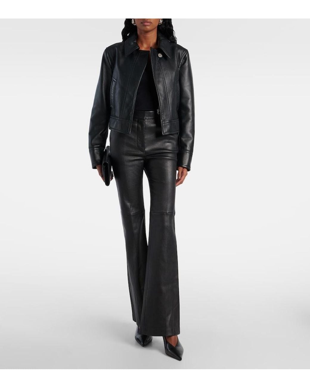 Joseph Black Caron Cropped Leather Jacket