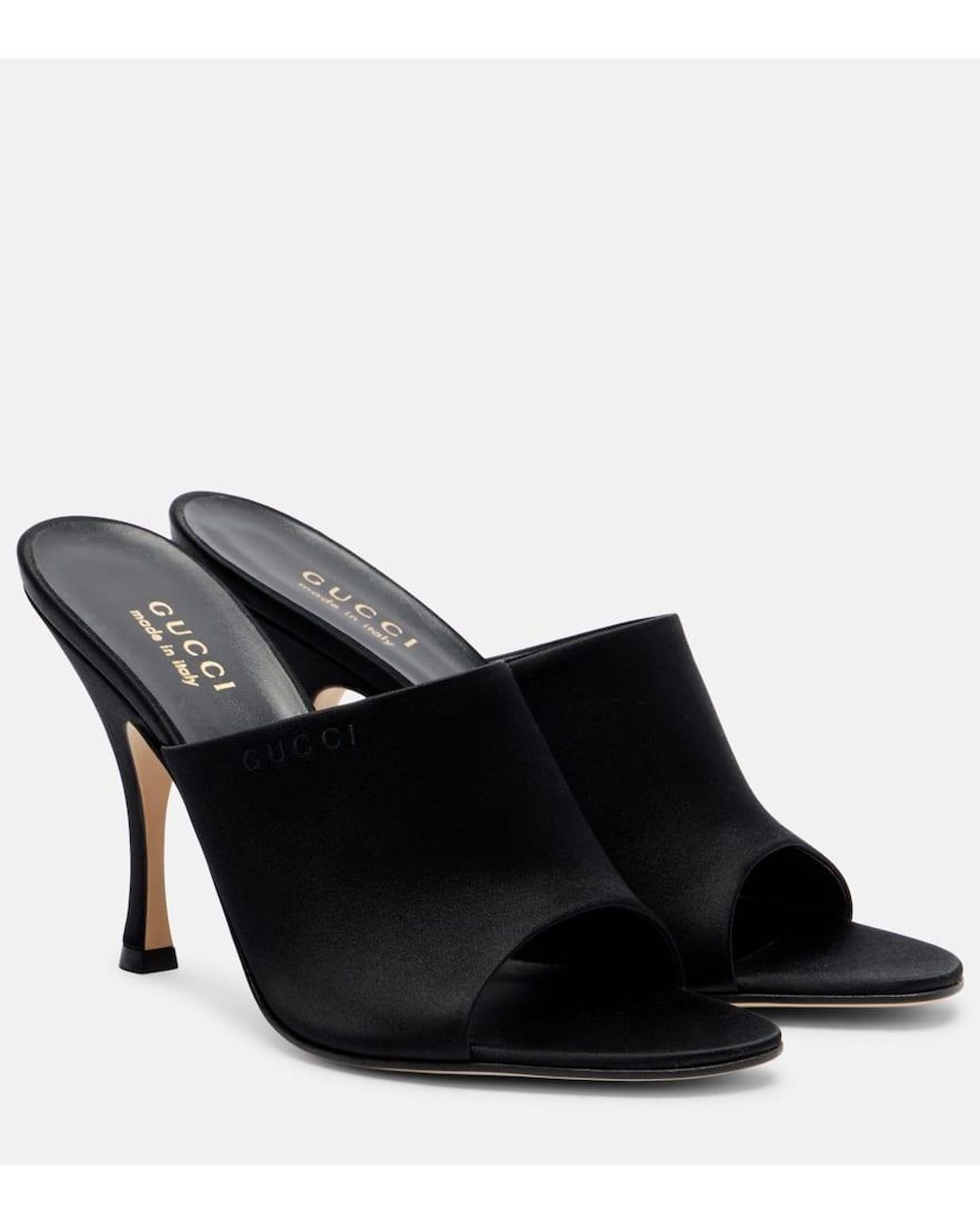 Gucci Satin Mules in Black | Lyst