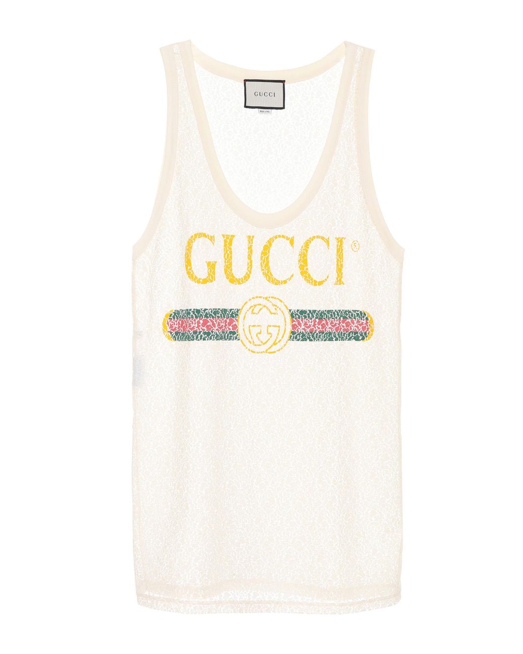 Gucci Printed Lace Tank Top in White | Lyst
