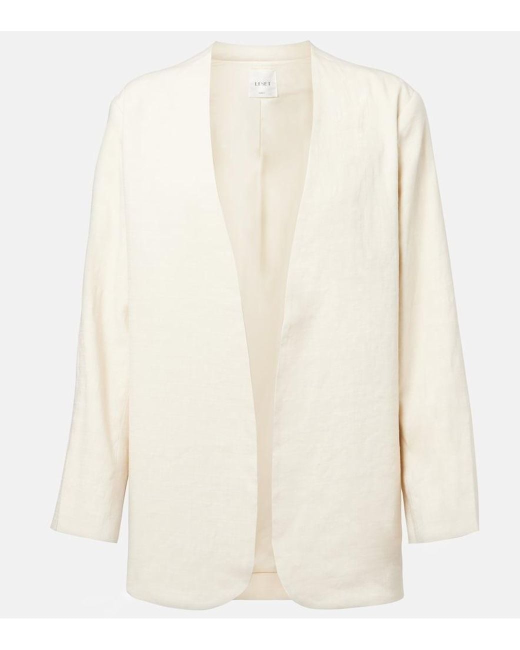 Leset White Belle Linen-Blend Jacket