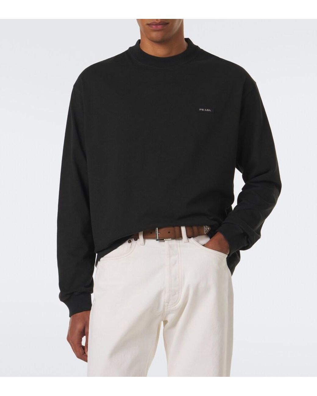 Sudadera De Jersey De Algodon Prada de hombre de color Black