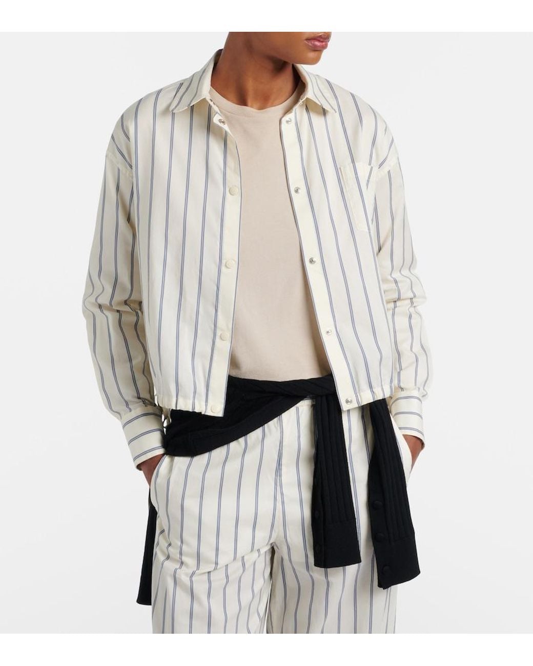 Moncler White Striped Cotton And Silk Shirt