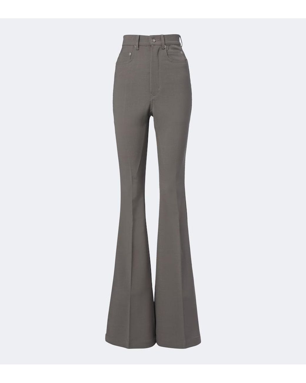 Rick Owens Gray Bolan High-Rise Wool-Blend Flared Pants