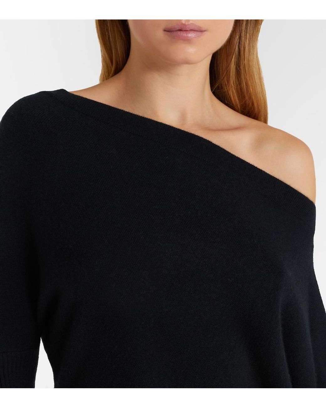 Altuzarra Black Paxi One-Shoulder Cashmere Sweater