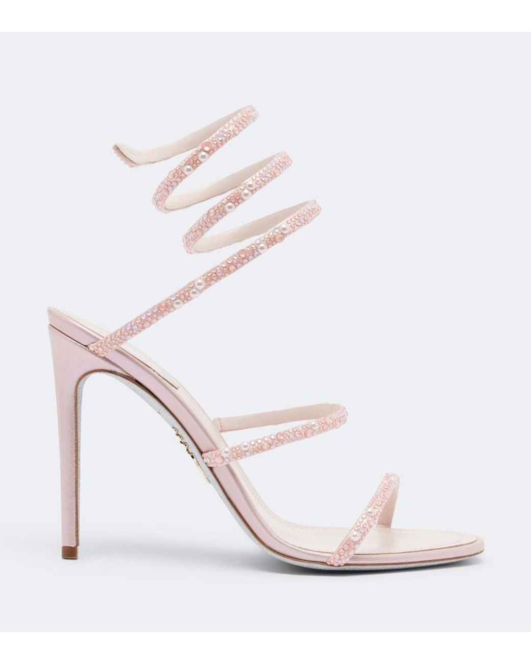 Rene Caovilla White Cleo Swarovski-Embellished Leather Sandals