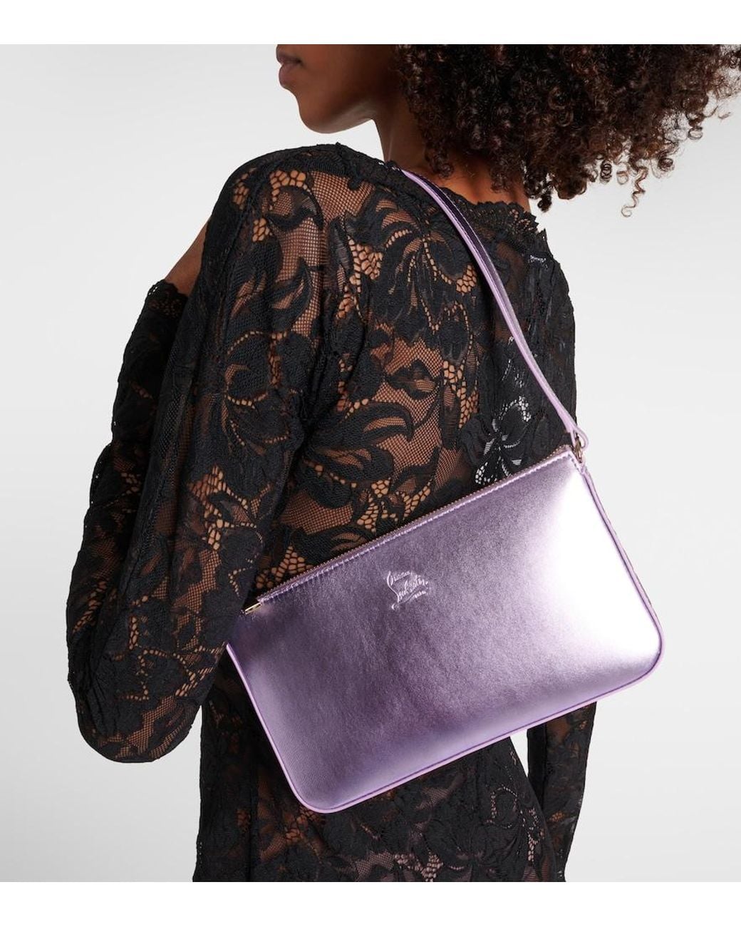 Christian Louboutin Purple Loubila Metallic Leather Shoulder Bag