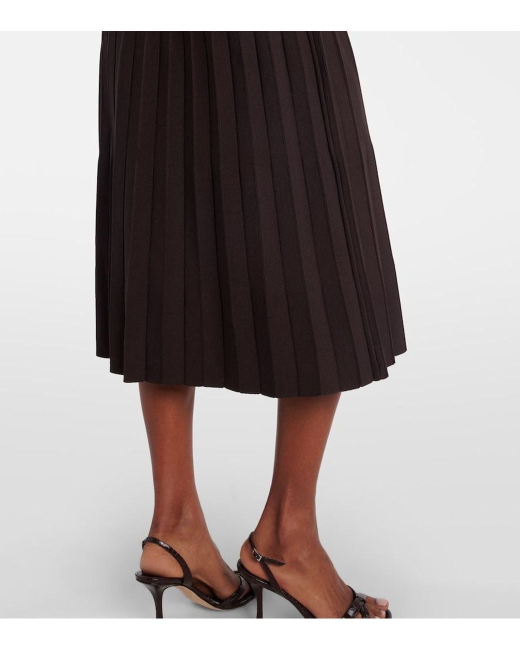 Staud Black Ellison Pleated Knitted Midi Dress
