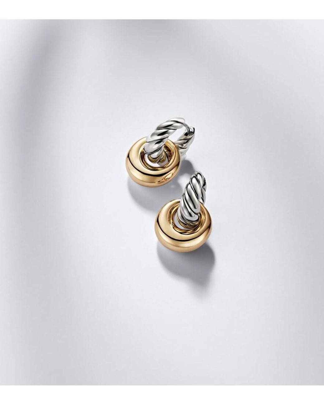 David Yurman Metallic Sculpted Cable Sterling And 14Kt Drop Earrings