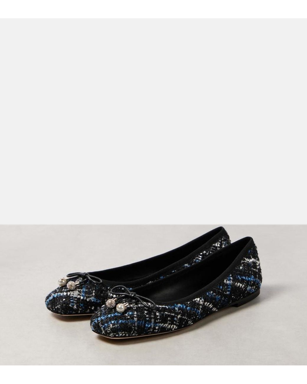 Jimmy Choo Black Elme Tweed Ballet Flats