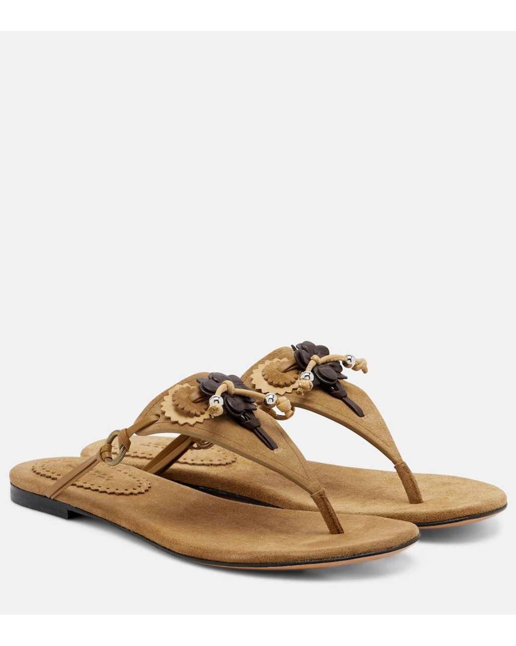 Isabel Marant Brown Elato Suede Thong Sandals