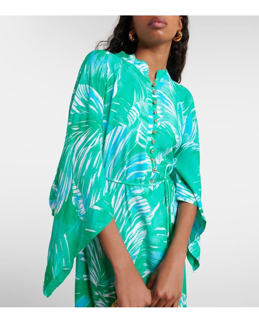 Melissa Odabash Green Edith Printed Kaftan