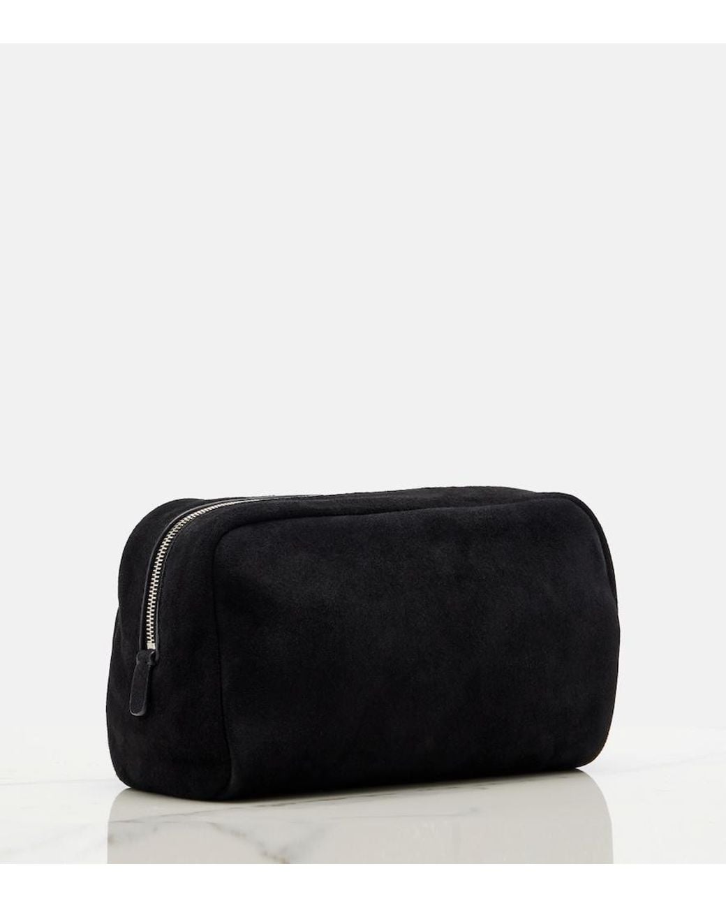 The Row Black Astra Small Suede Pouch