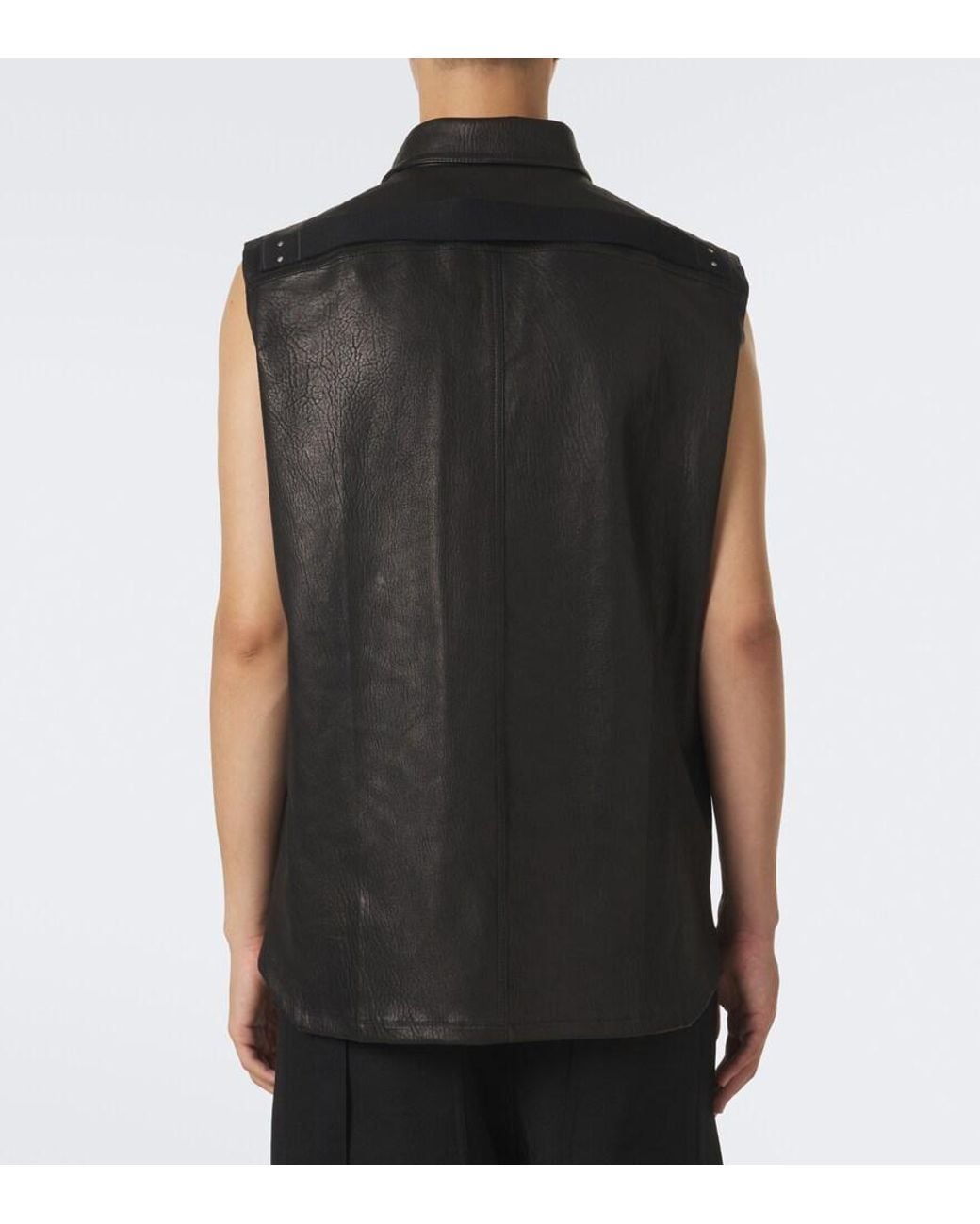 Rick Owens Black Sl Leather Vest for men