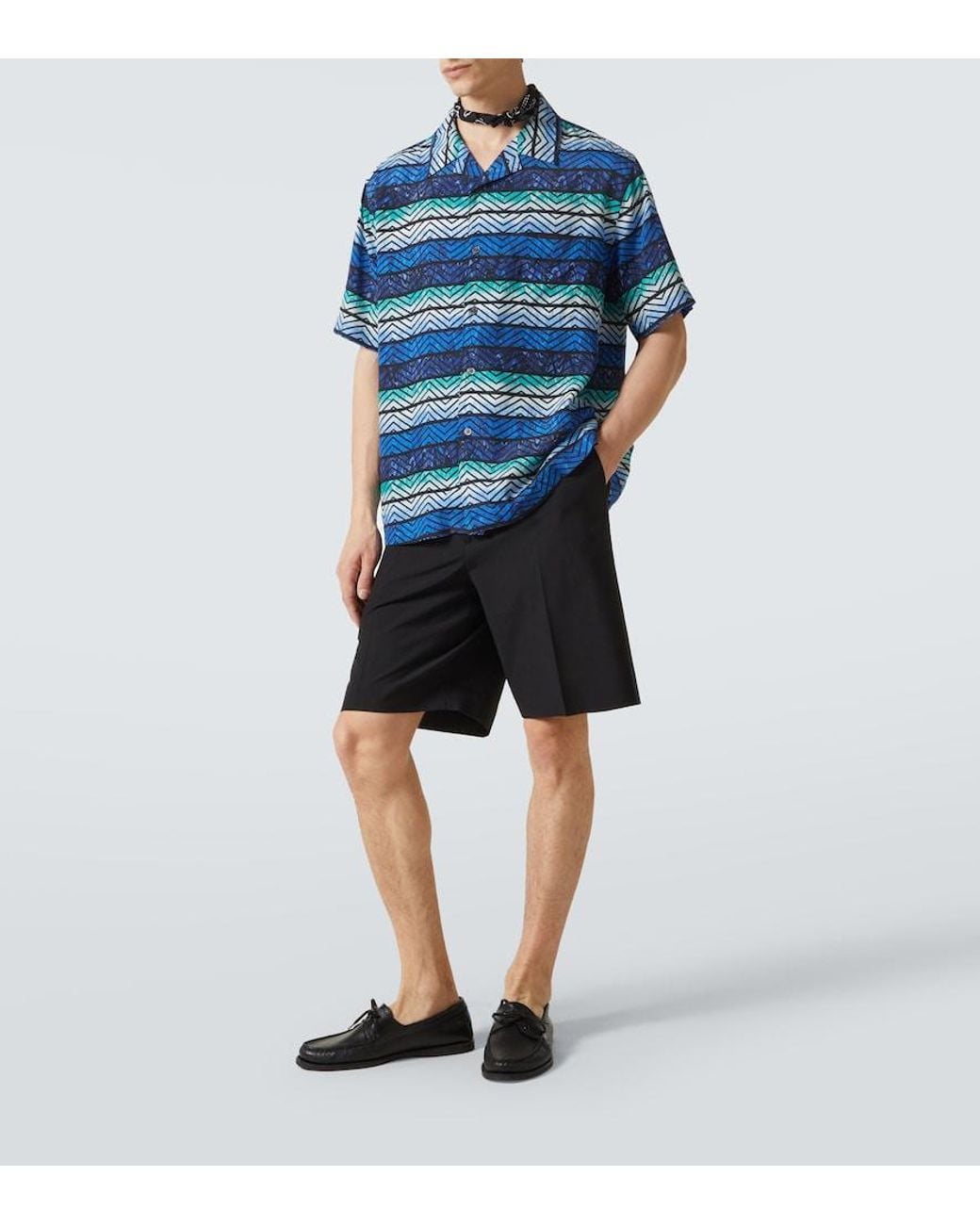 Missoni Blue Zigzag Bowling Shirt for men