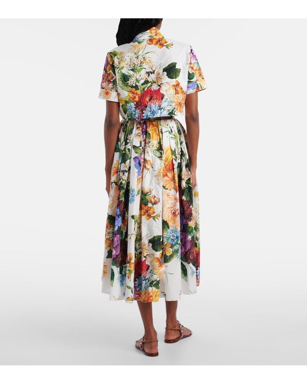 Dolce & Gabbana Multicolor Cropped Floral Cotton Shirt