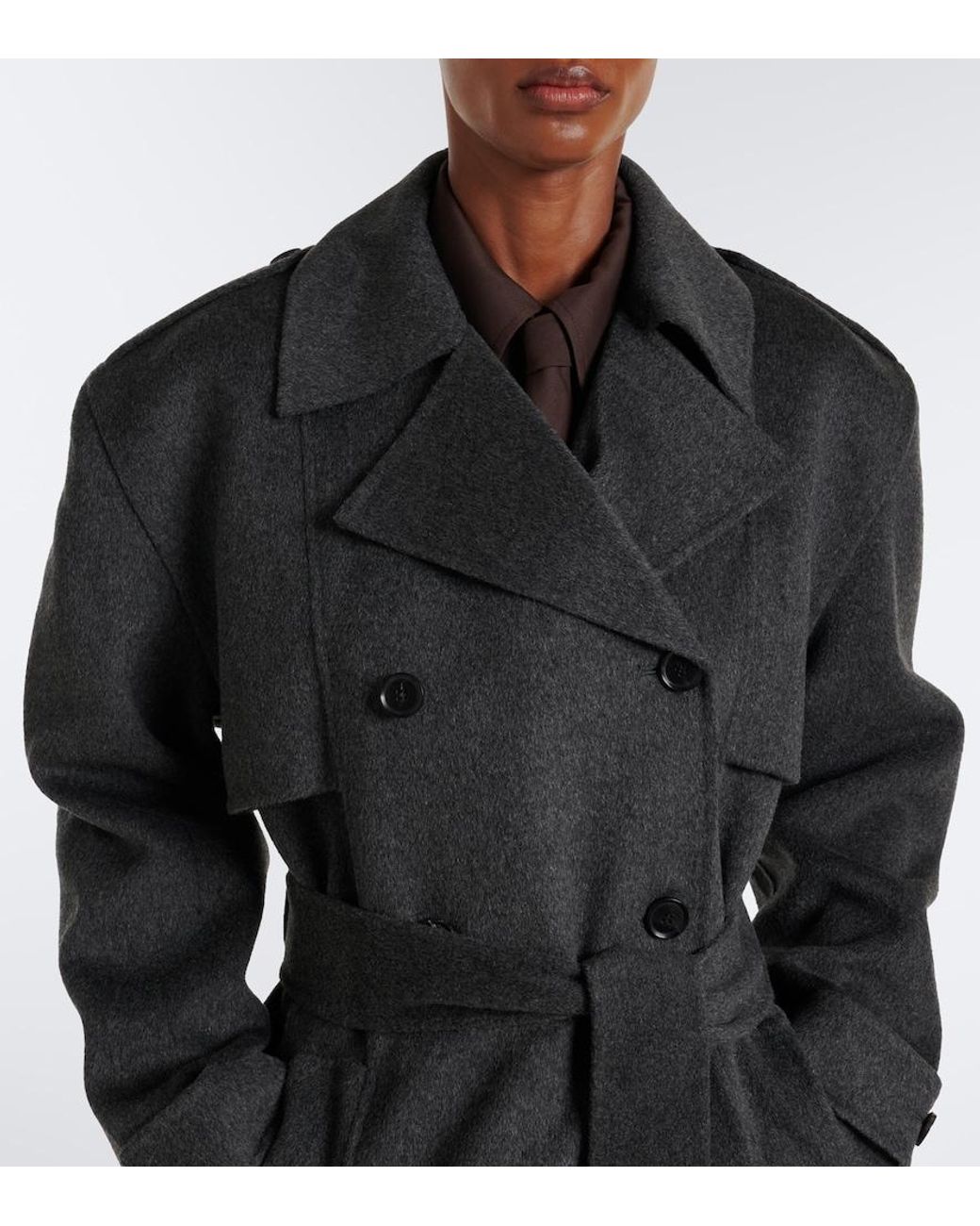 Frankie Shop Black Nikola Belted Wool And Cashmere Coat