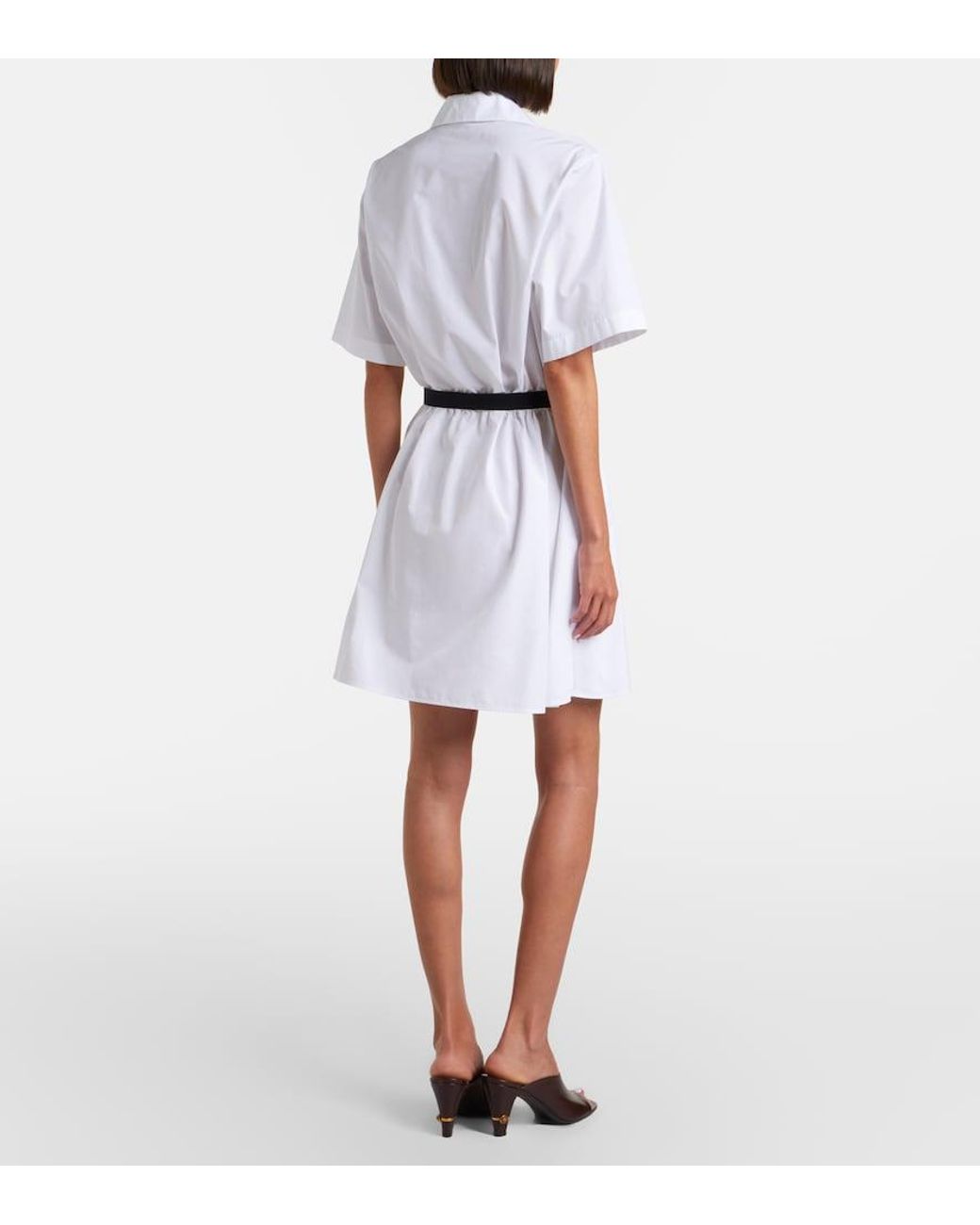 Versace White Belted Cotton Poplin Minidress