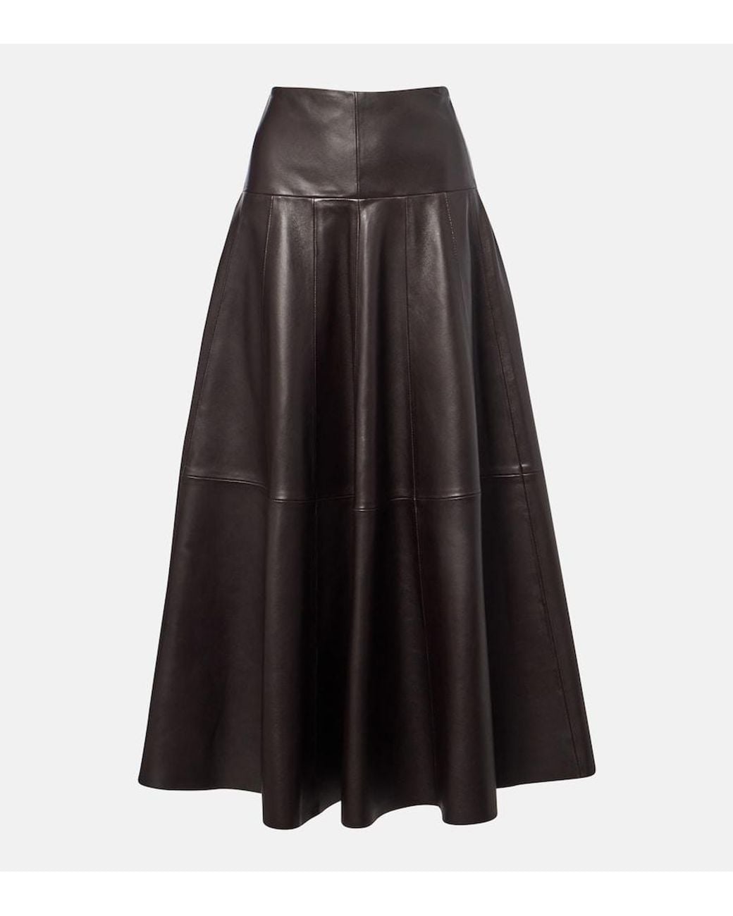 Nour Hammour Black Daria Leather Midi Skirt