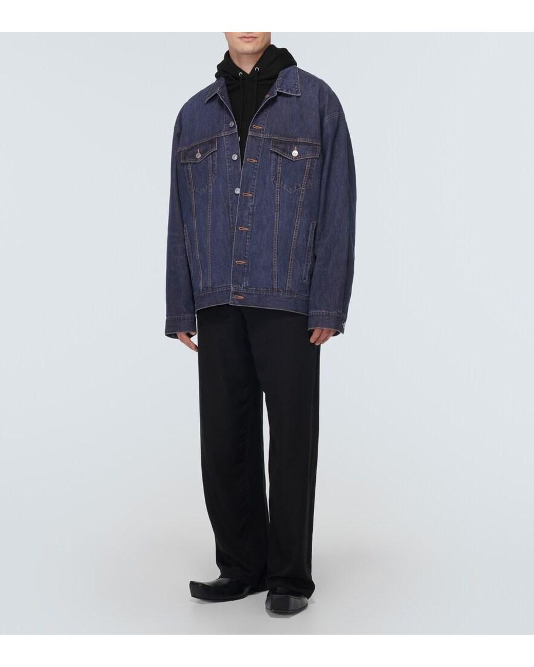 Balenciaga Blue Oversized Cotton And Silk Denim Jacket for men