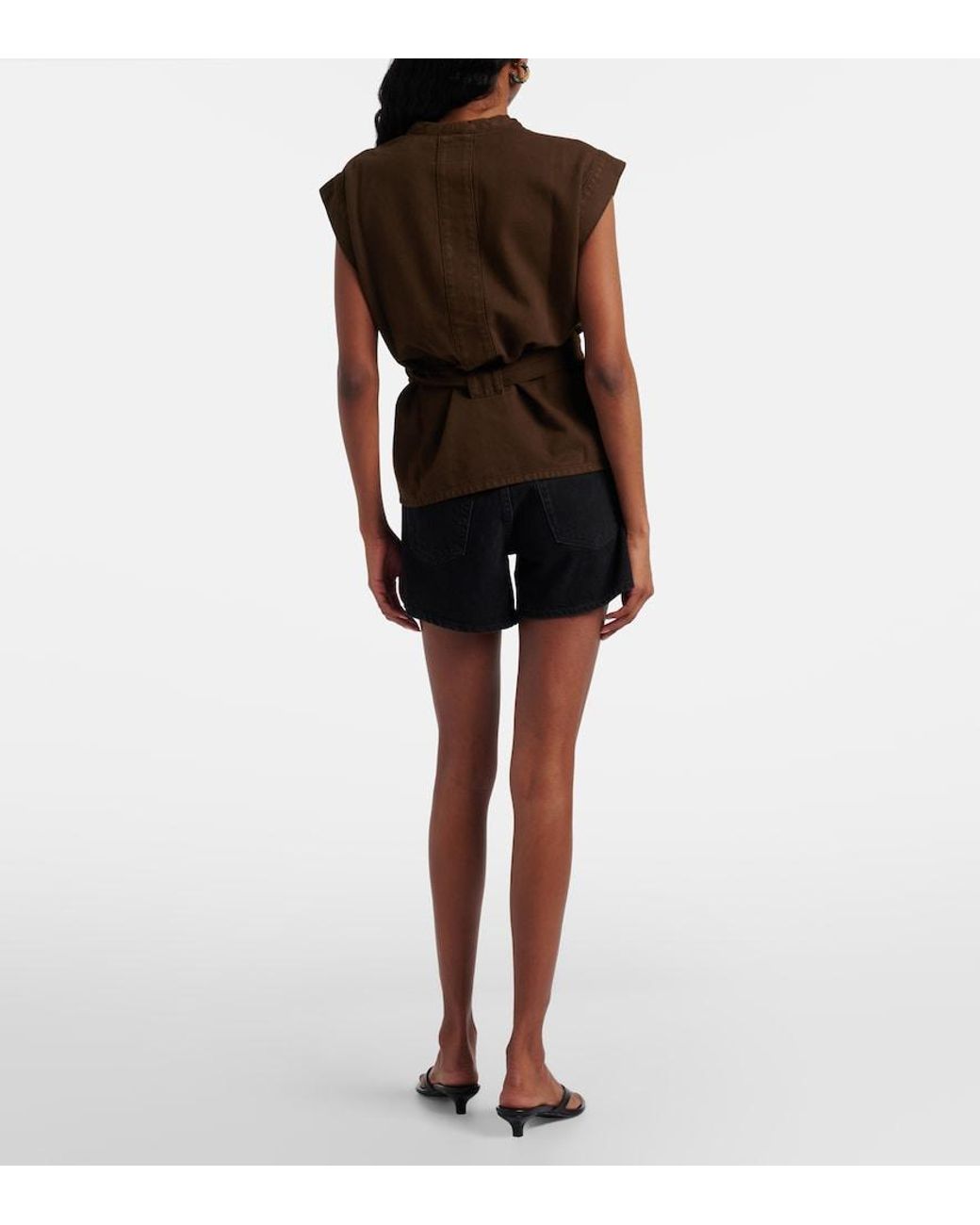 Agolde Black Parker Long Denim Shorts