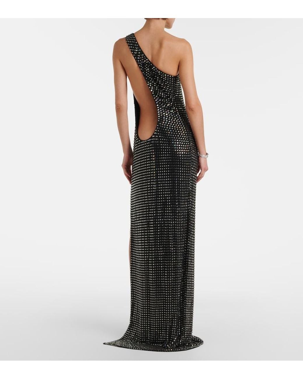 Gucci Black Embellished One-Shoulder Jersey Gown