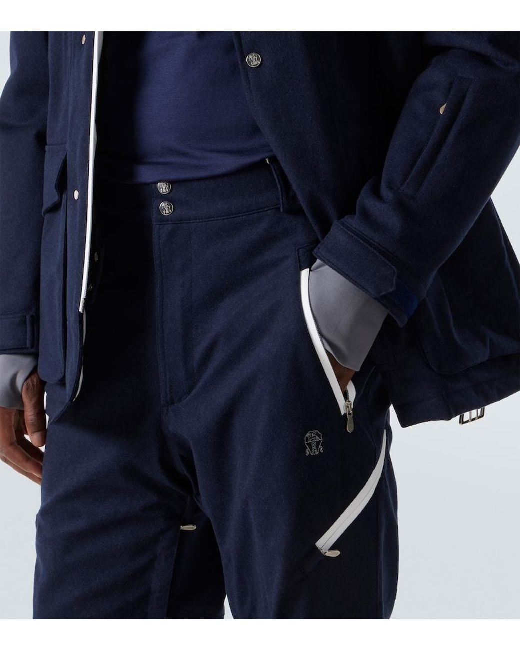 Brunello Cucinelli Blue Wool Ski Pants for men