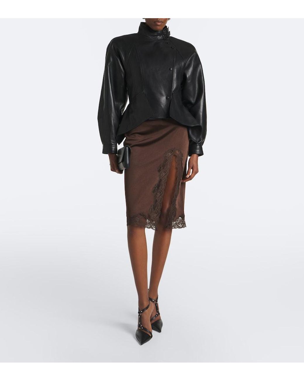 Balmain Black Asymmetric Leather Jacket
