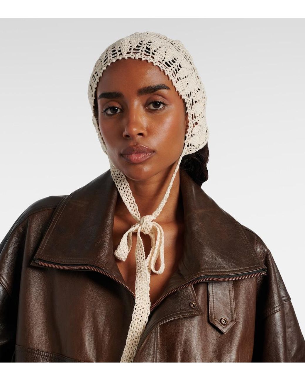 Magda Butrym White Crochet Cotton Hood