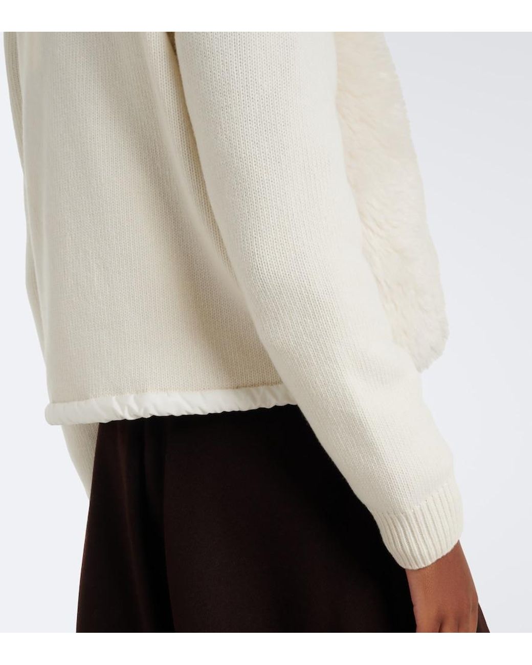 Moncler White Wool And Cashmere Down Padded Cardigan
