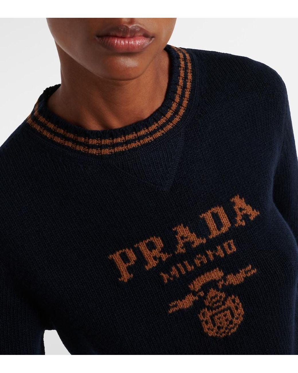 Prada Blue Crew-Neck Cashmere Jumpe