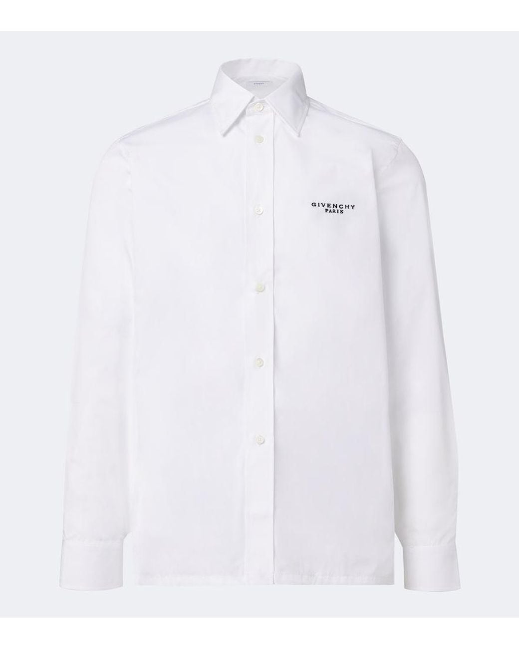 Givenchy White Logo Embroidered Cotton Poplin Shirt for men