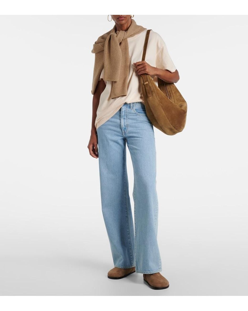 SLVRLAKE Denim Blue Grace High-Rise Wide-Leg Jeans