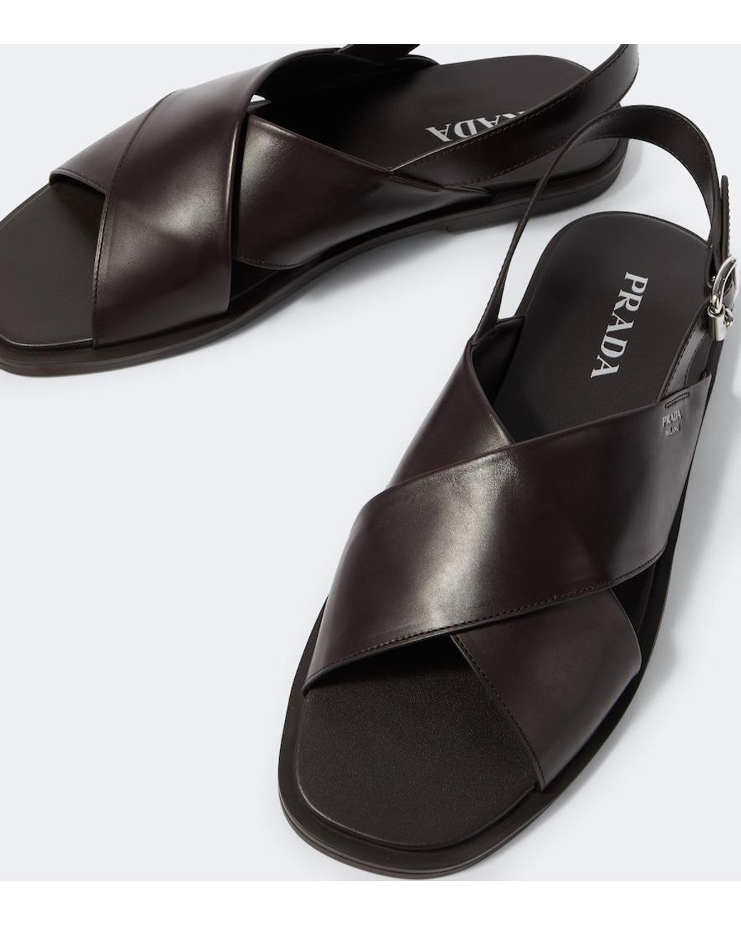 Prada Black Leather Sandals for men