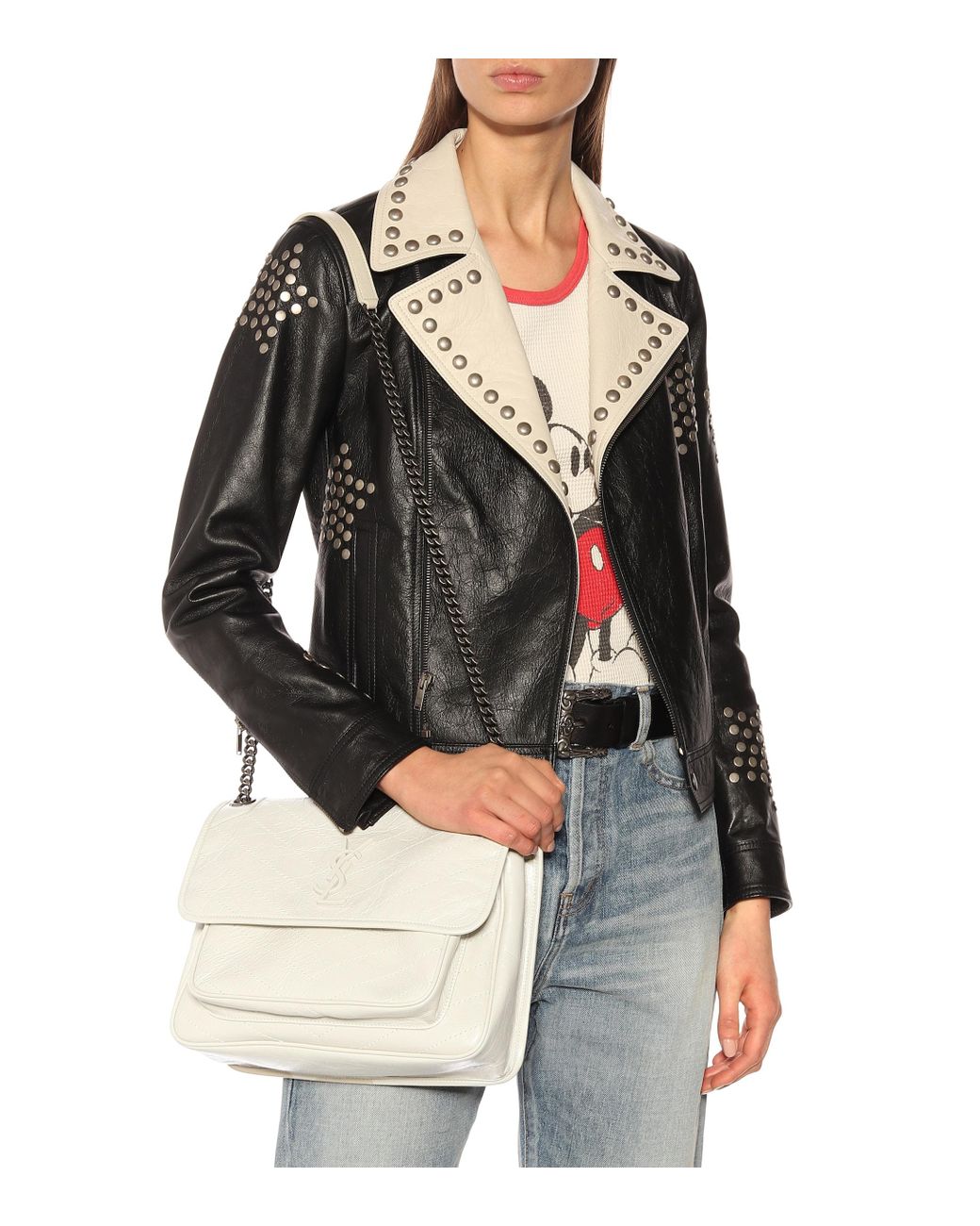 saint laurent niki medium leather shoulder bag