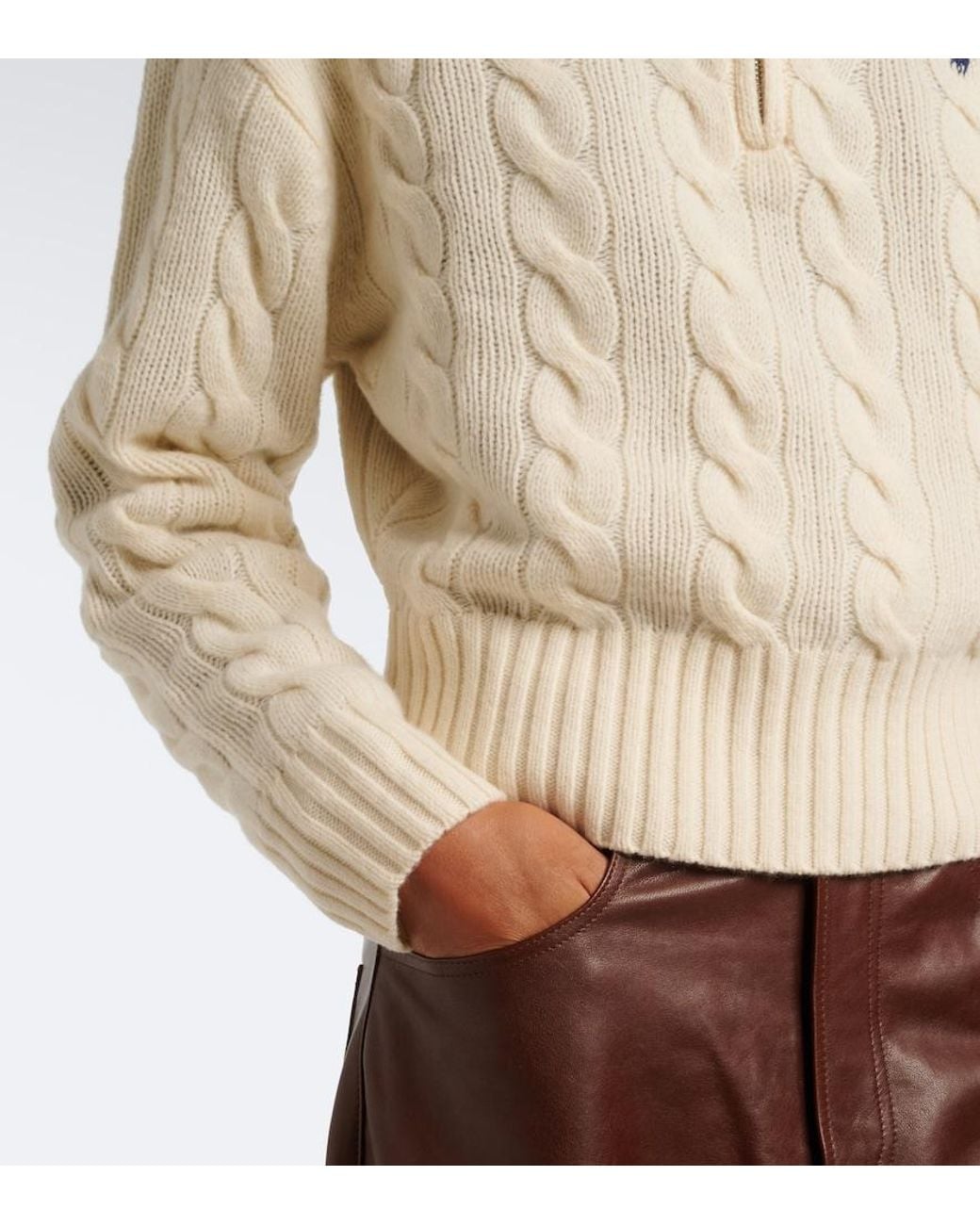 Polo Ralph Lauren White Cable-Knit Wool And Cashmere Sweater