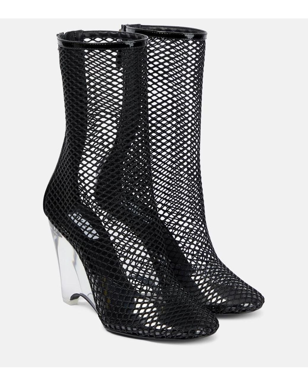 Alaïa Black La Cage Mesh And Pu Wedge Ankle Boots