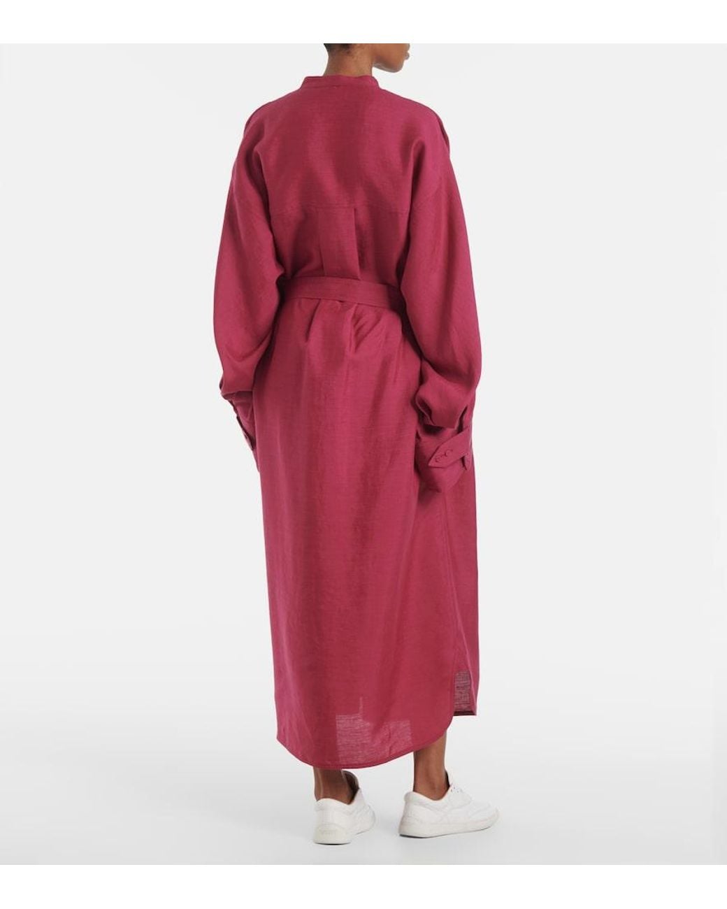 Gabriela Hearst Red Tilda Belted Linen Tunic