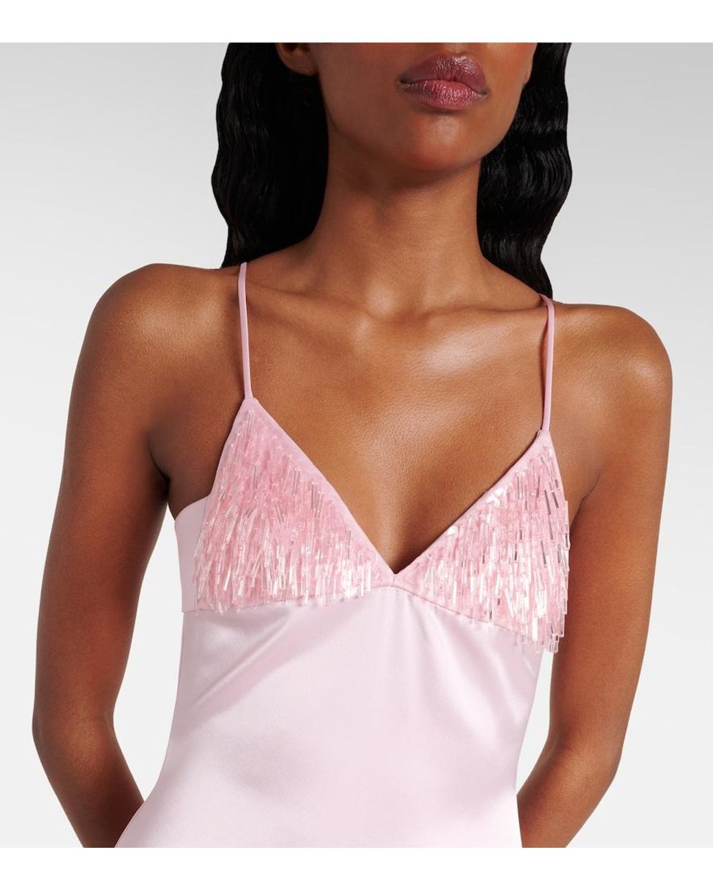 David Koma Pink Sequined Satin Gown
